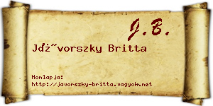 Jávorszky Britta névjegykártya